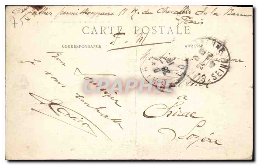 Paris – Panorama vers le Sacré-Cœur et la Butte-Montmartre — J.H. n°85 — Verso