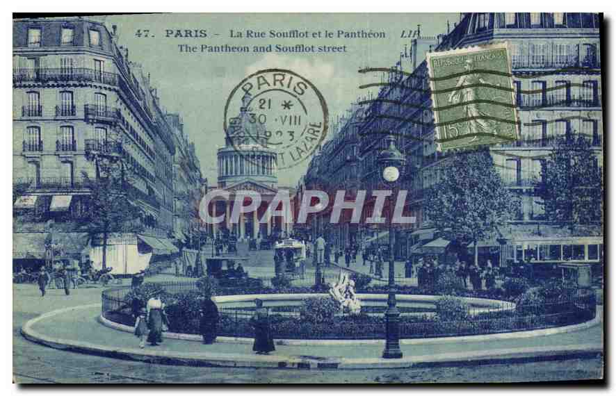 CPA Paris La Rue Soufflot et le Pantheon 