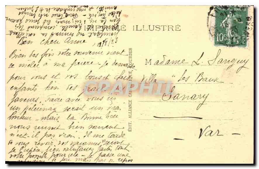 CPA Lourdes Statue de Saint Michel et les Allees  — Verso