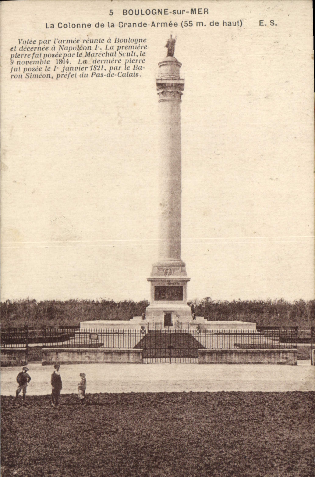 Colonne de la Grande Armée à Boulogne-sur-Mer — 5 BOULOGNE-sur-MER E.S. — E.S.