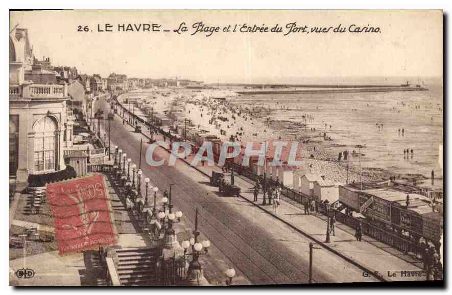 CPA Le Havre La Plage et l'Entree du Port vue du Casino 