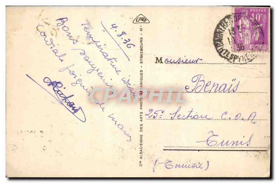Der Col du Tourmalet - Abstieg nach Barèges — Bagnères-de-Bigorre — Cie Alsacienne des Arts Photographiques — Rückseite