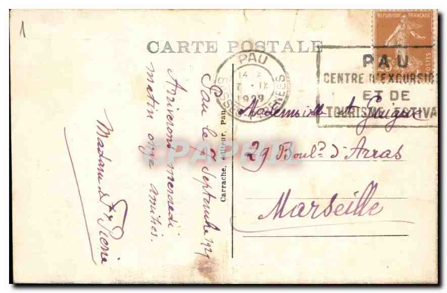 CPA Pau Chateau Henri IV Entree principale et Cour d'Honneur  — Verso