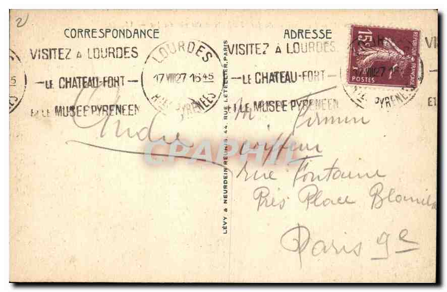 CPA Lourdes Le Chemin de fer Funiculaire du pic du Jer  — Verso