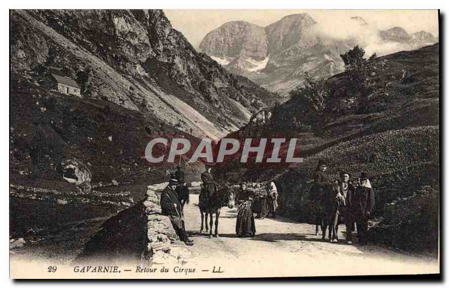 CPA Gavarnie Retour du Cirque Ane Mule