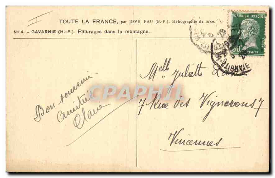CPA Gavarnie H P Paturages dans la Montagne Berger Moutons — Verso