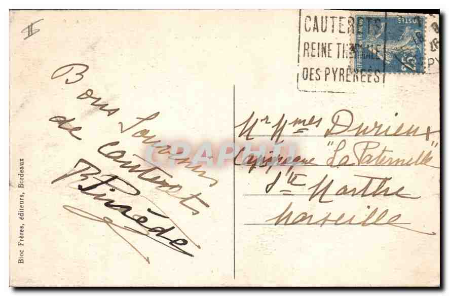 CPA Cauterets Vue generale prise du Mamelon Vert  — Rückseite