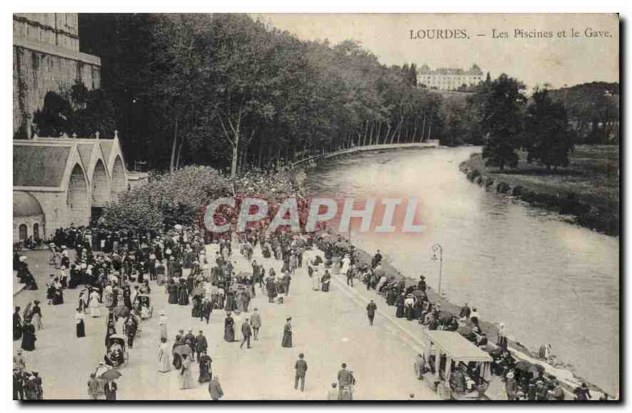 CPA Lourdes Les Piscines et le Gave 