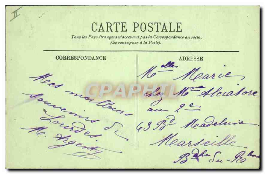 CPA Lourdes Vue prise l'Hotel Beau Sejour en face de la Gave  — Verso