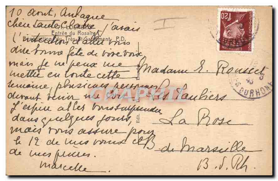 CPA Lourdes Entree du Rosaire  — Verso