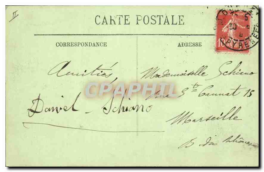 CPA Lourdes Vue generale et le Pic du Jer  — Verso