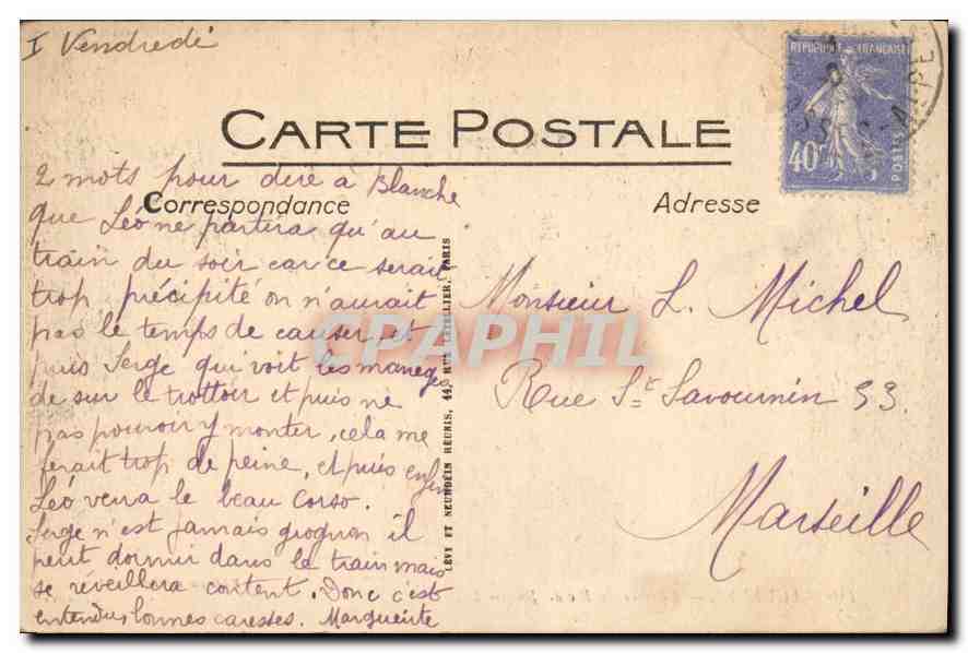 CPA Lourdes La gare du Pic de Jer  — Verso