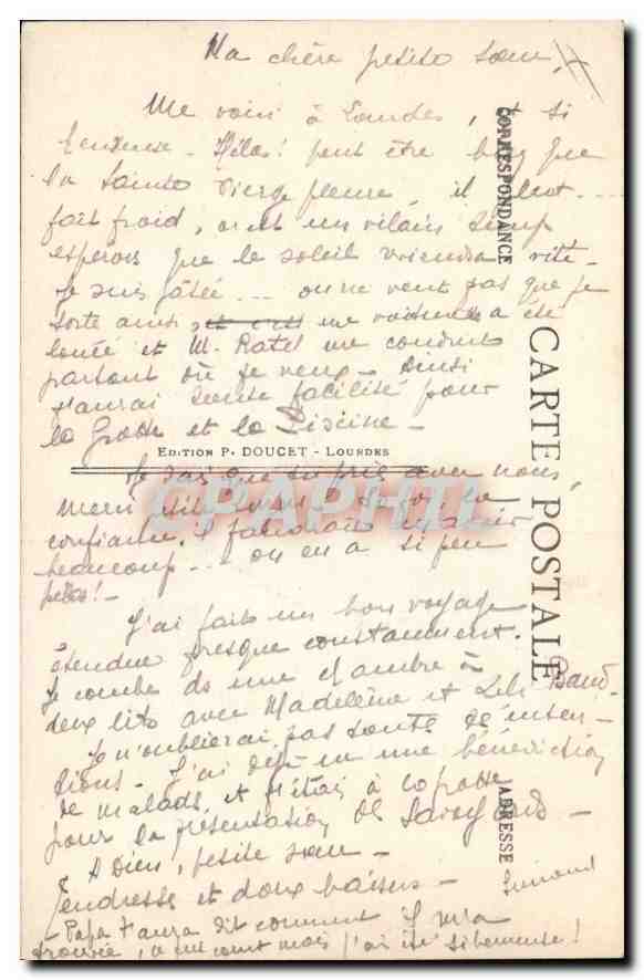 CPA Lourdes La Basilique et le Monument interaille vus du Chateau Fort  — Verso