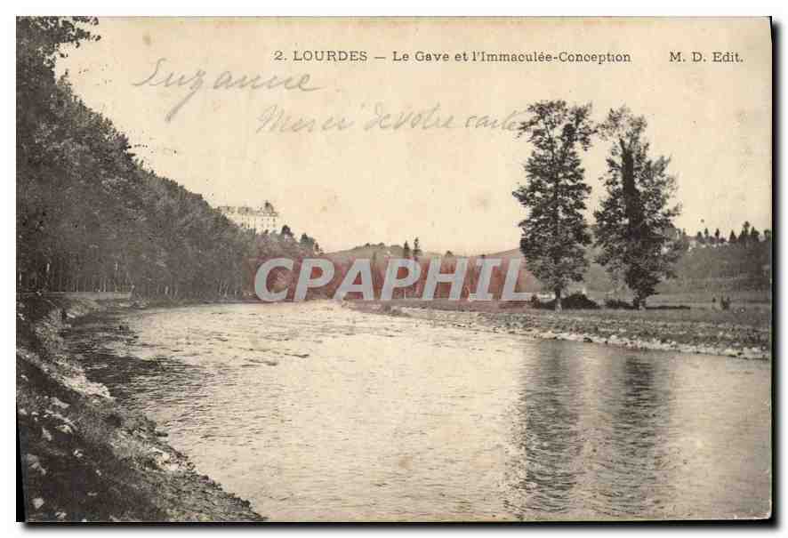 CPA Lourdes Le Gave et l'Immaculee Conception 