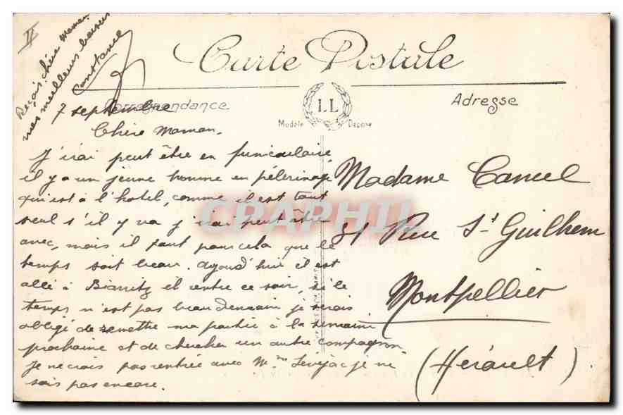 CPA Lourdes Chemin de fer Funiculaire du Pic du Jer  — Verso
