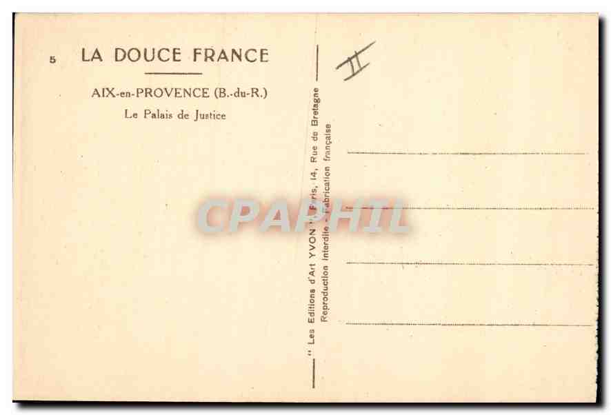 Aix-en-Provence — Das Palast der Justiz — Les Éditions d'Art YVON, Paris — Rückseite