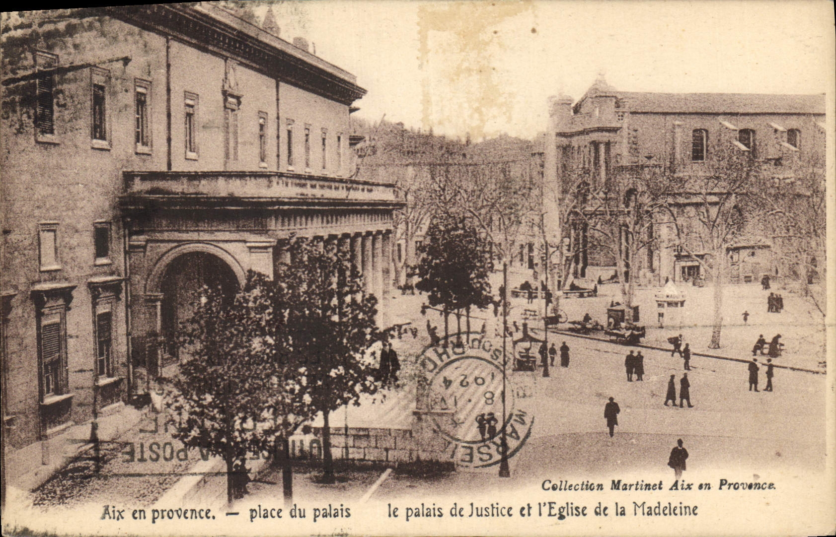 Aix-en-Provence — Platz des Palasts der Justiz und Kirche der Madeleine — Sammlung Martinet