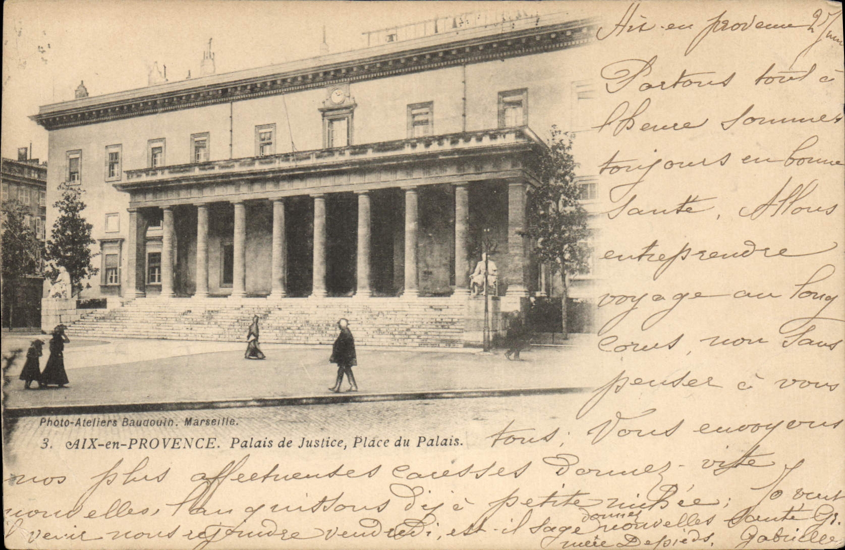 Antike Ansichtskarte Aix en Provence Palast der Justiz Place du Palais