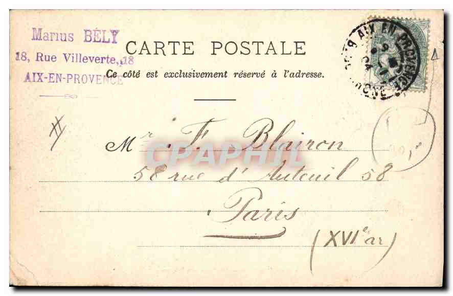 Aix-en-Provence — Das Palast der Justiz — C. Martinet, Verlag, Foto Jouven. — Rückseite