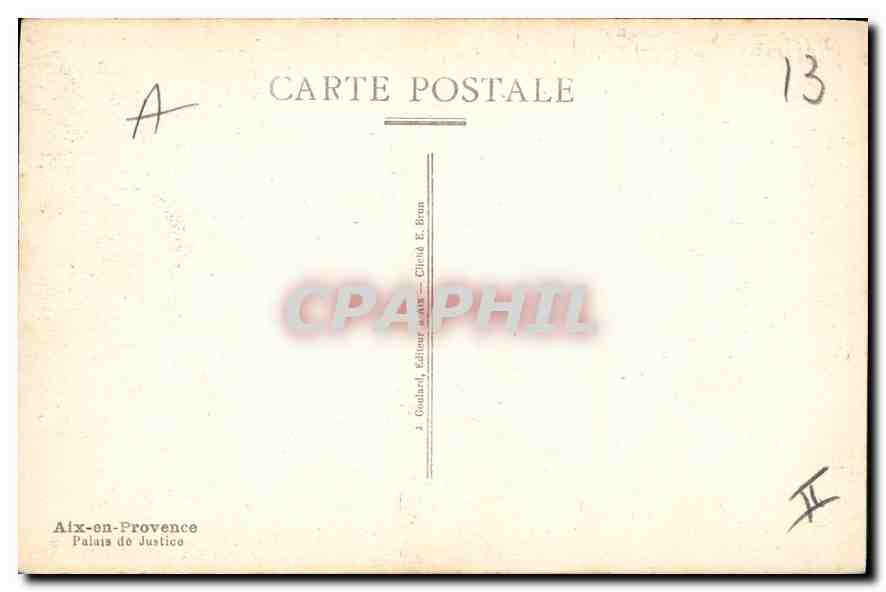 Aix-en-Provence — Palast der Gerechtigkeit — Verleger E. Bon — Rückseite