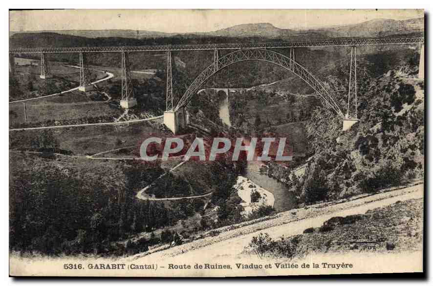CPA Garabit Cantal Route de Ruines Viaduc et Vallee de la Truyere 