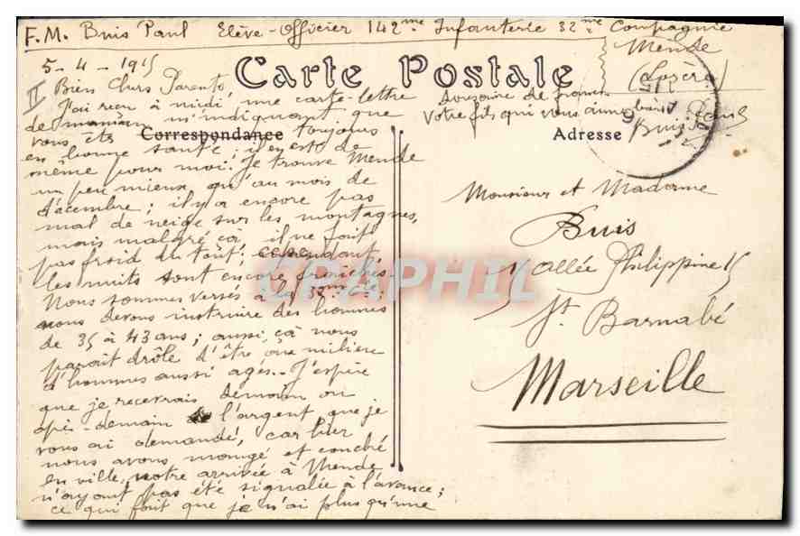 CPA Garabit Cantal Chemin  — Verso