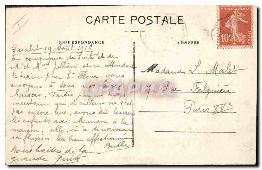 CPA Garabit Cantal La Route de Ruines et le Viaduc  — Verso