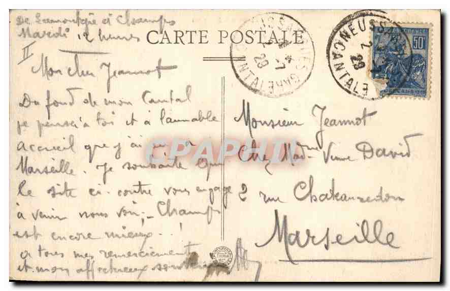 CPA Cantal Vue Generale de la Vallee du Lioran Puy Griou  — Rückseite