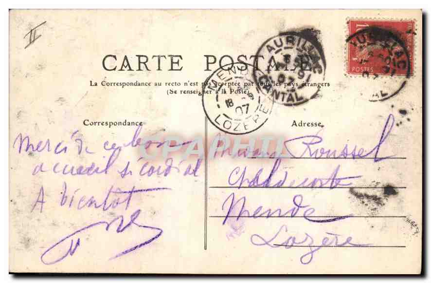 CPA L'Auvergne Cantal Le Lioran  — Verso