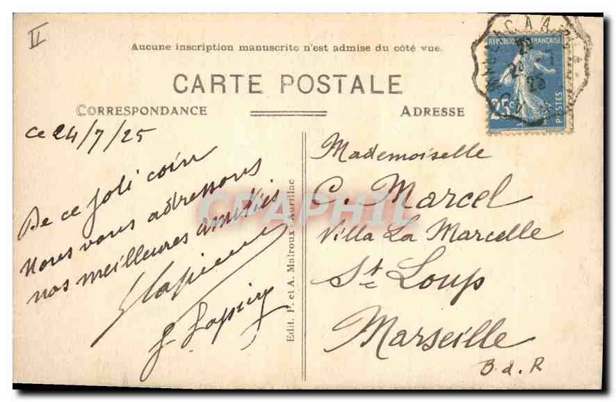 CPA Le Lioran Hotel de la Cie d'Orleans  — Rückseite