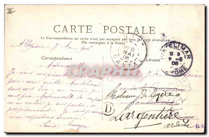 CPA L'Auvergne Cantal Le Lioran Le Tunnel de la Route  — Rückseite