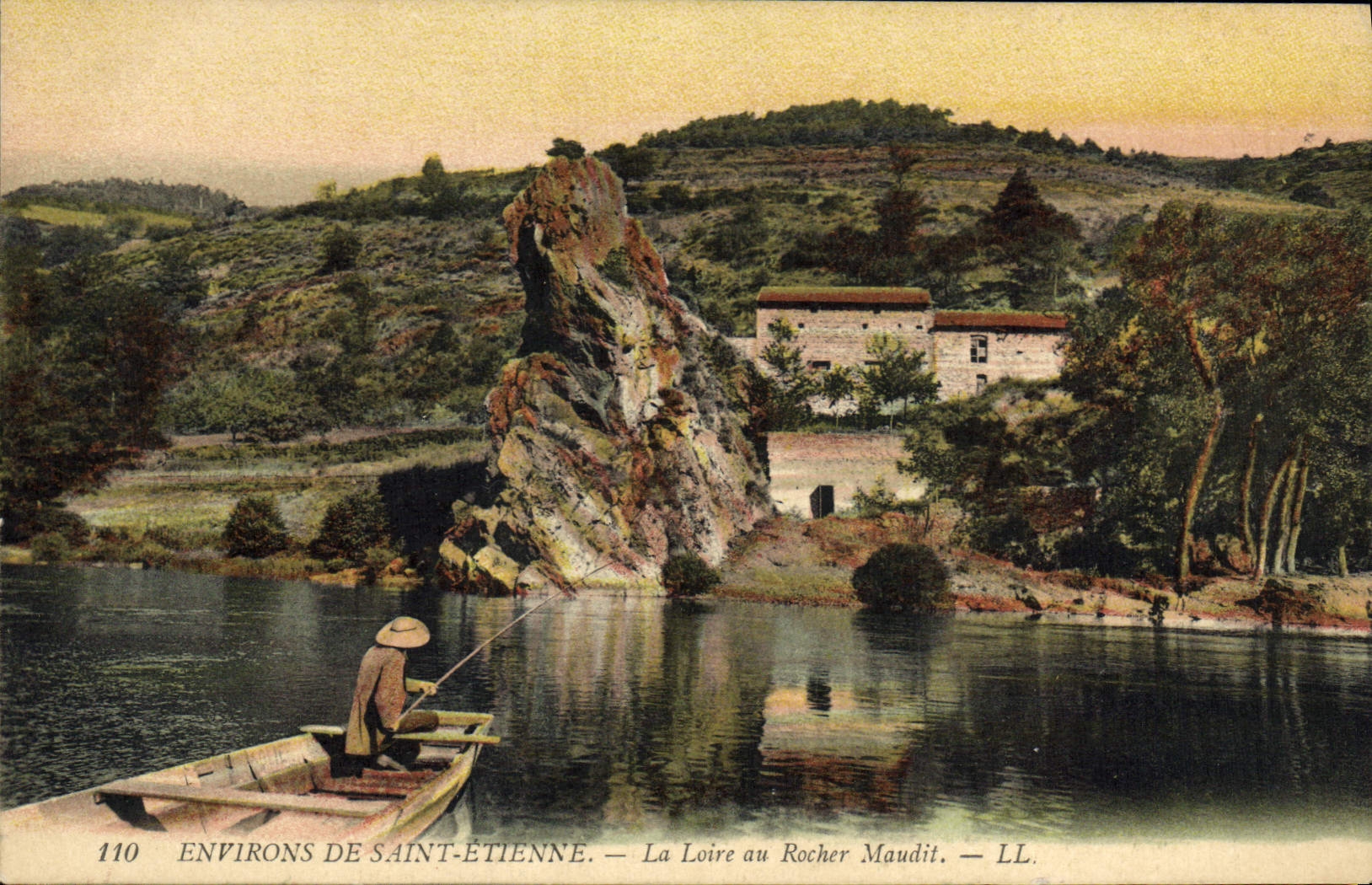 CPA Environs de Saint Etienne La Loire au Rocher Maudit Peche Pecheur