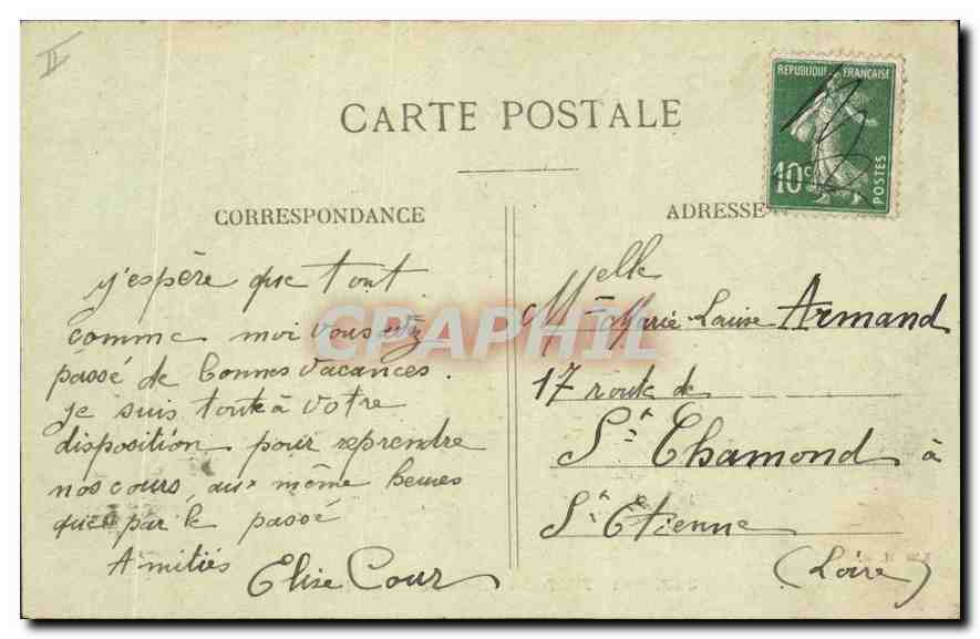 Saint-Étienne — École de Dessin — Edit. M. M. n° 223 — Reverso