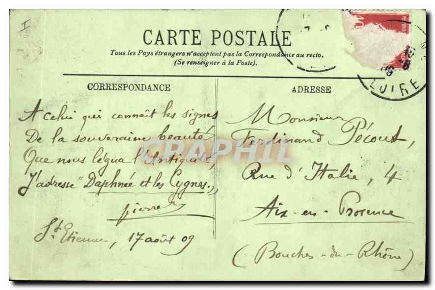 CPA Saint Etienne La Daphnee et les Cygnes  — Rückseite