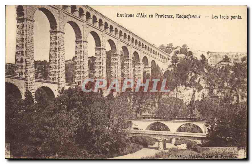 CPA Environs d'Aix en Provence Roquefavour Les Trois Ponts 