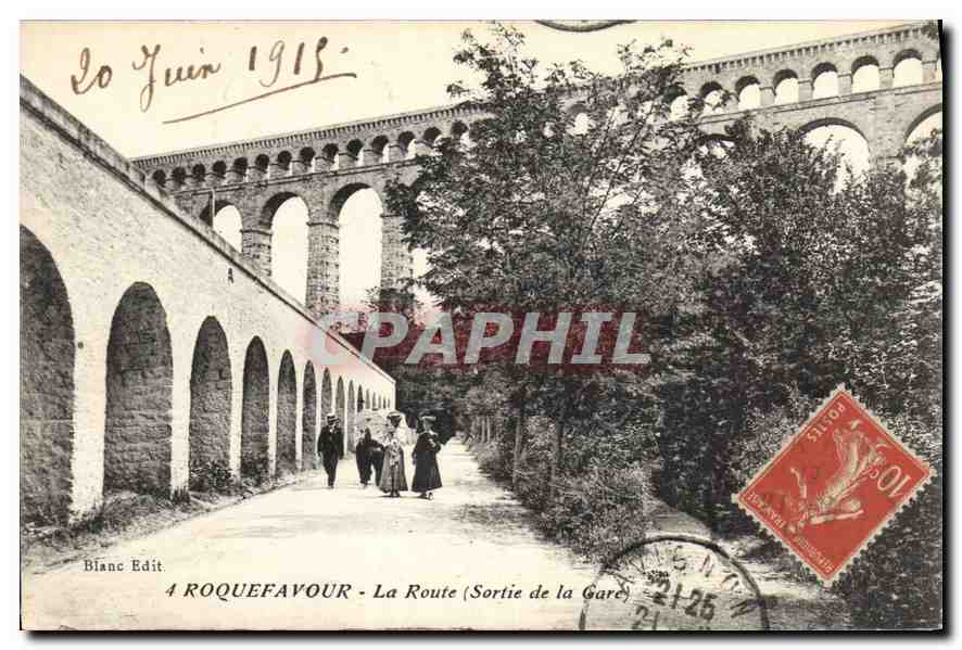 CPA Roquefavour La Route Sortie de la Gare 