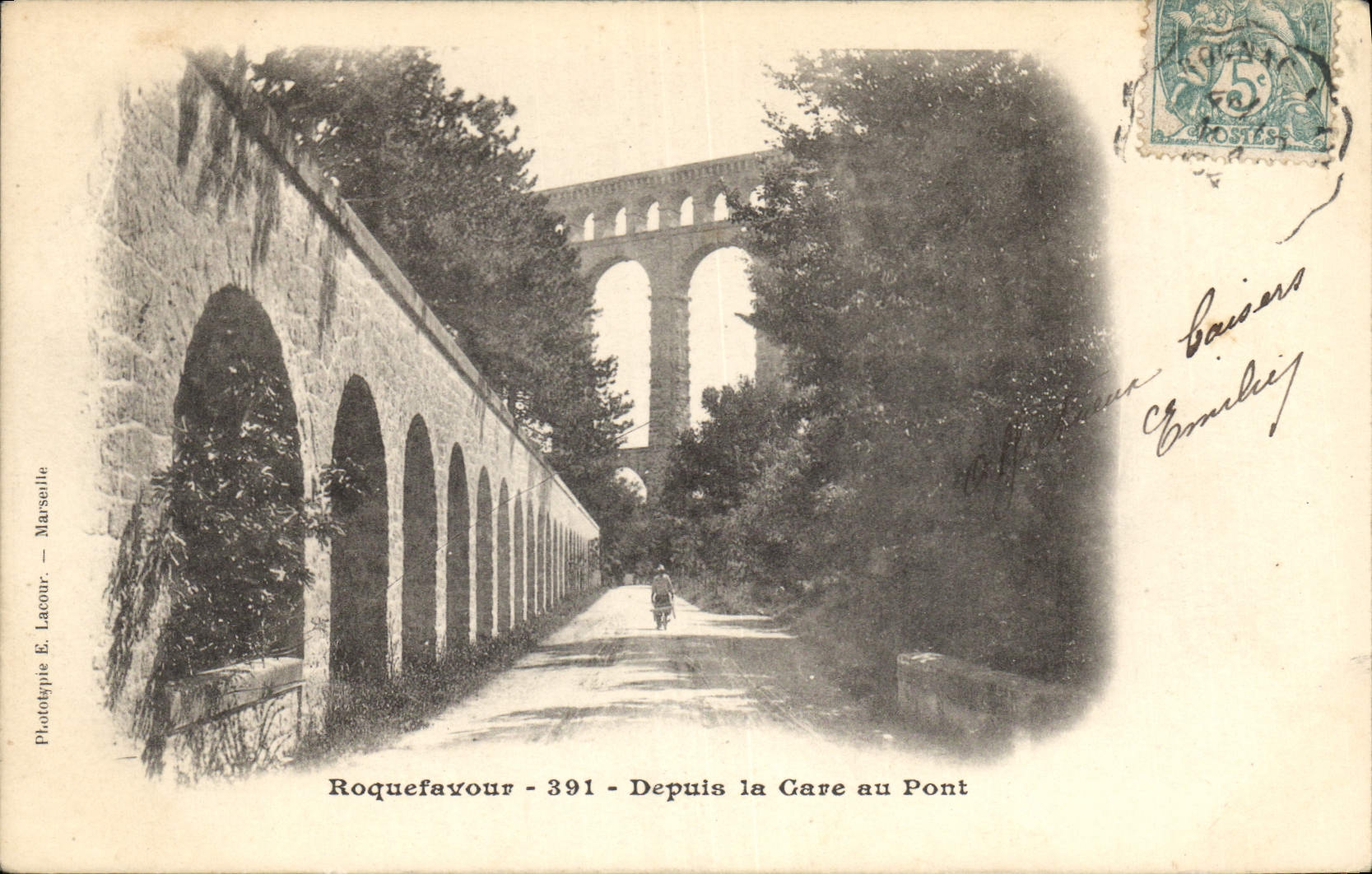CPA Roquefavour Depuis la Gare au Pont 