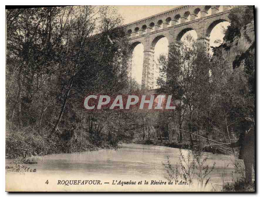 CPA Roquefavour L'Aqueduc et la Riviere de l'Arc Peche Pecheur