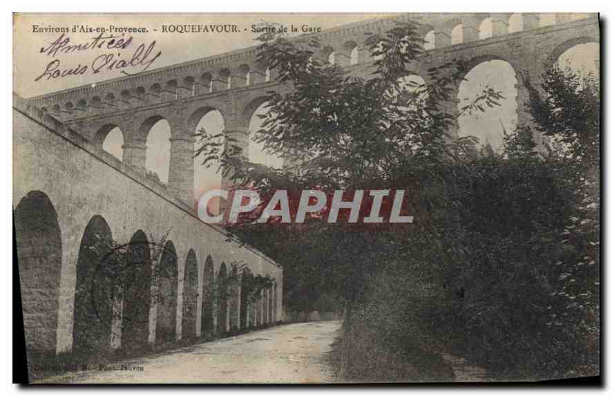CPA Environs d'Aix en Provence Roquefavour Sortie de la Gare 
