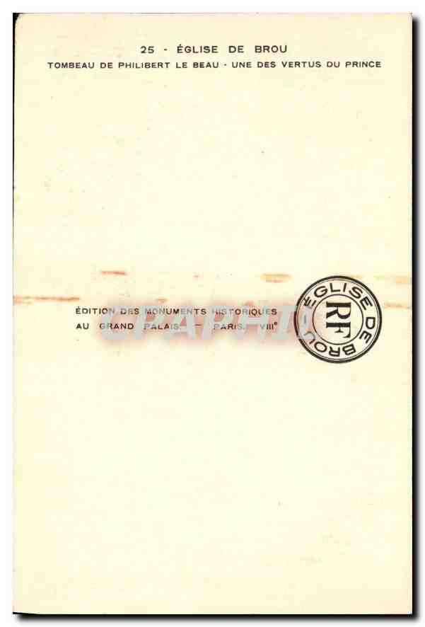 Tombeau de Philibert Le Beau — Église de Brou — Édition des Monuments Historiques — Verso