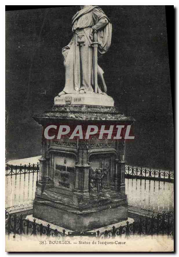 Vintage Postcard Bourges Statue of Jacques Coeur