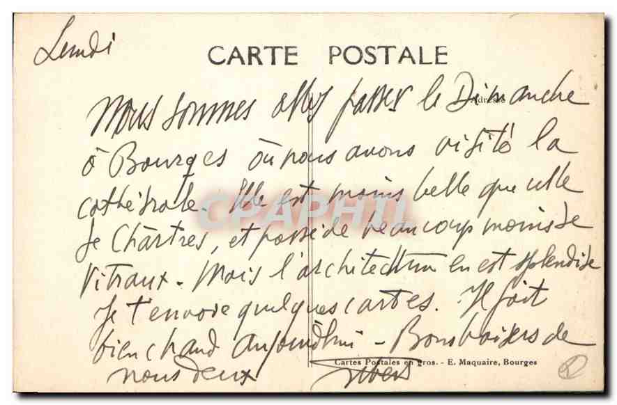 CPA Bourges Crypte de la Cathedrale Tombeau du Duc Jean  — Rückseite