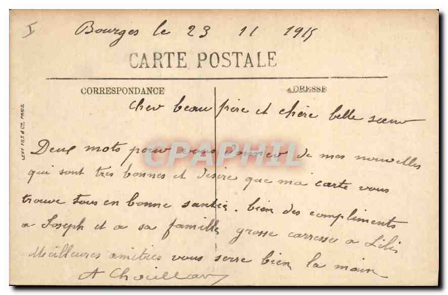 CPA Bourges Les Bords de l'Yevre  — Rückseite