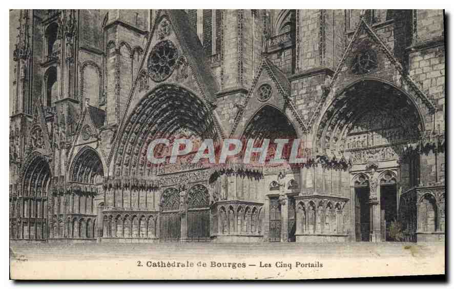 CPA Cathedrale de Bourges Les Cinq Portails 