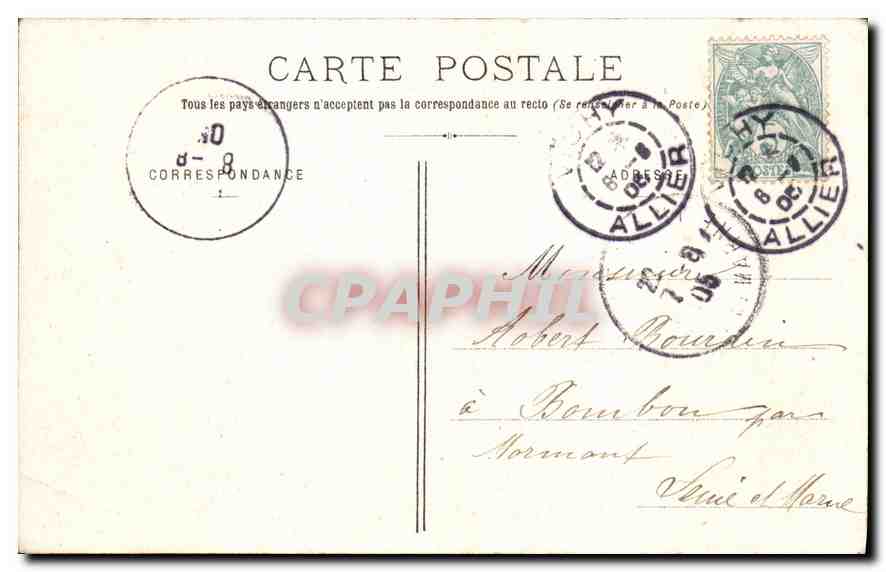 CPA Vichy Palais des Sources  — Verso