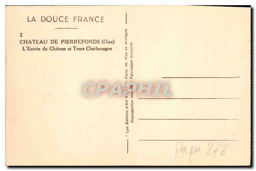 Château de Pierrefonds — L'Entrée du Château et Tours Charlemagne — Éditions d'Art Yvonn — Reverso