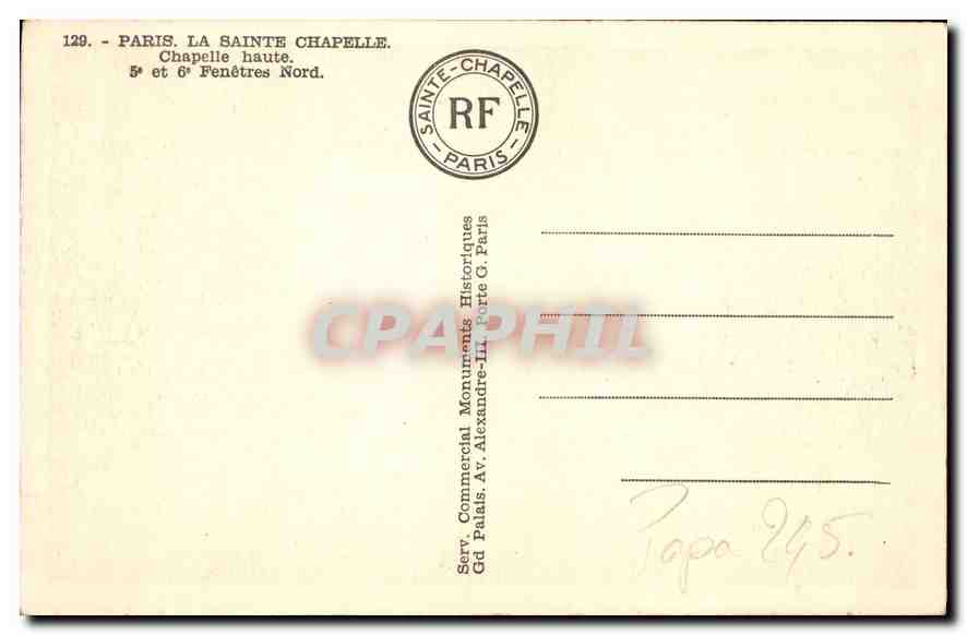 CPA Paris La Sainte Chapelle  — Rückseite
