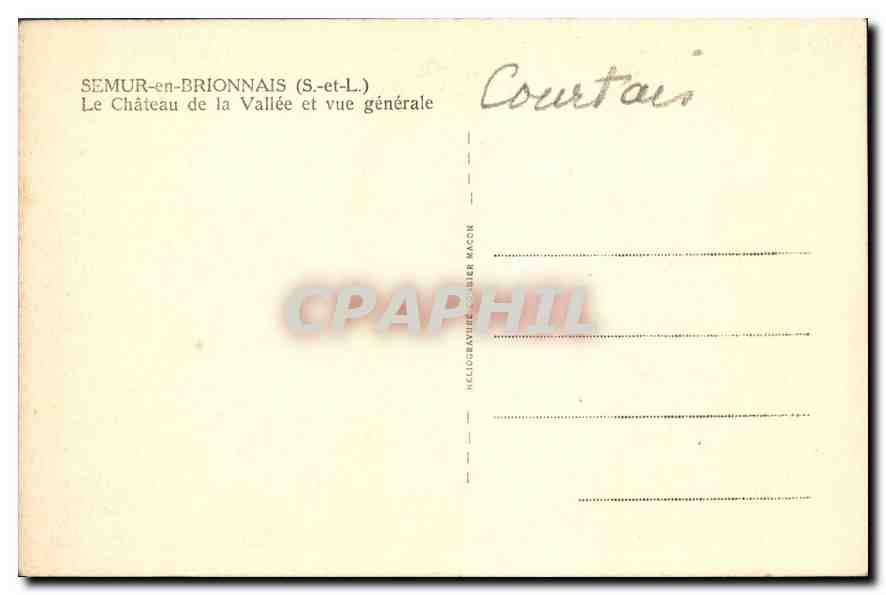 CPA Semur en Brionnais S et L Le Chateau de la Vallee et vue generale  — Rückseite