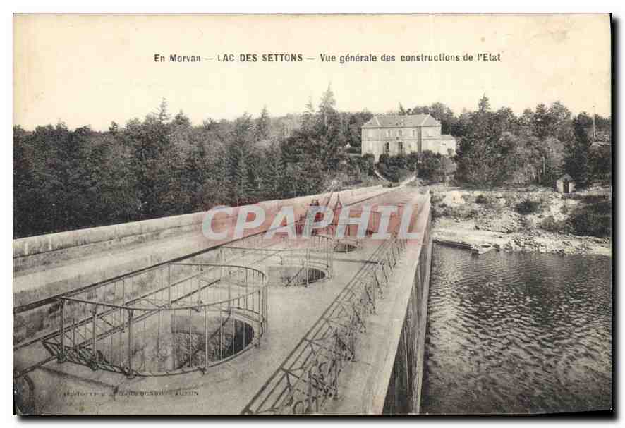 Lac des Settons — Vue générale des constructions de l'État — Éditeur : Éd. G. DUBOIS, AUTUN