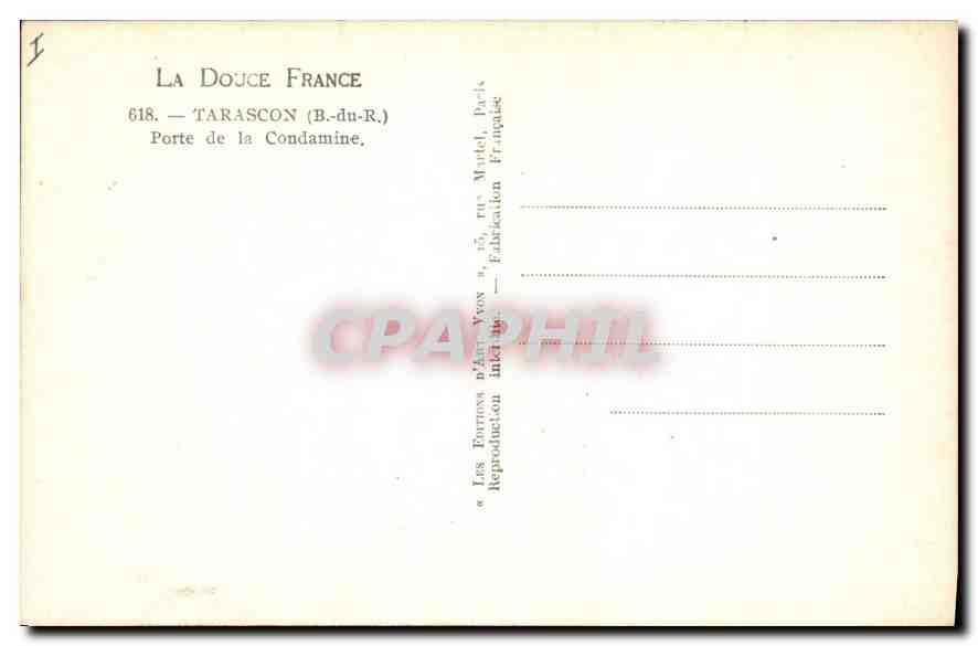 Porte de la Condamine — Tarascon (B.-du-R.) — Les Editions d'Art Yvon, Paris — Verso